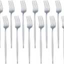 BUY&USE 12 PCS Modern Stainless Steel Dinnerware Flatware Set, Reusable Popular Dinner Fork, Widely Use on Home, Restaurant, Party, 8.6 Inch, Silver