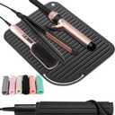 Quccefods 2 Pack Heat Resistant Mat Large Silicone Hot Hair Tools Holder for Curling Irons Flat Iron Hair Styling Tools Mat Portable Vanity Pad (Black)