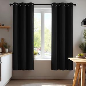 Deconovo Black Blackout Curtains for Bedroom Set of 2 42W x 63L Inch Thermal Insulated & Noise Reducing Panels Home Window Room Darkening Sustainable Grommet Drapes for Living Room and Nursery