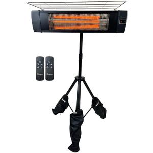 DR. INFRARED HEATER Carbon Infrared Patio Heater with Tripod, Remote Control, Optional On/Off Tip-Over Protection, Freestanding or Wall-Mounted, Black