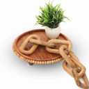 Boho Wooden Link Decor for Coffee Object for Coffee Table & Shelf Knot Sculpture, Farmhouse Rustic Shelf Natural Wood Chain Links for Living Room, Entryway, Console,Office Home Accent