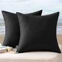MIULEE Pack of 2 Decorative Outdoor Waterproof Pillow Covers Square Garden Cushion Sham Throw Pillowcase Shell for Spring Patio Tent Couch 18x18 Inch Black