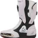 Zeozoom Motorcycle Riding Boots Motorcycle Leather Boots for Women and Men Protection Anti Slip Racing Sports (White, M)