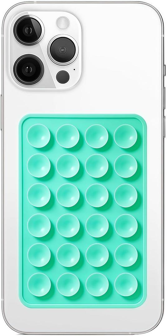 Galundge Silicone Suction Phone Case Mount, Non Slip Sticky Phone Grip for Cellphone, Silicon Adhesive Suction Cup Phone Mount, Strong Grip Holder for Selfies and Videos (Lake Green)