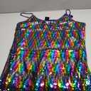 Allegra K Women's Glitter Sequin Dress Spaghetti Strap V Neck Party Cocktail Sparkly Mini Dress Clubwear (X-Large, Rainbow)