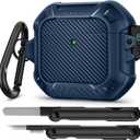 MOBOSI for AirPods 4 Case, Compatible with AirPod 4th Generation Cover with Lock&Keychain&Cleaner Kit, Full Body Shockproof Protective Hard Shell (2024), Blue