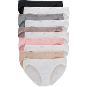 Hanes Women's Underwear Briefs Pack, 10-Pack, Cotton Panties for Women, Moisture-Wicking, Full Coverage (6, Solid/Print Mix)