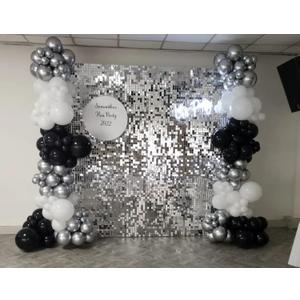Shimmer Wall Backdrop - 24pcs Decorations Panel | Wedding, Birthday, Anniversary, Engagement & Bridal Shower Party Decor Panel (Silver)