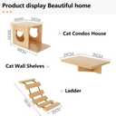 CanormpetCat Wall Shelves and Perches, Solid Wood Wall Mounted Cat Furniture with 4 Cat Condos House, 8 Shelves, 2Ladder, 3 Sisal Cat Scratching Post (C), Large