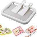 Rolled Ice Cream Maker Kit, At-Home Stainless Steel Instant Freeze Plate with 2 Scrapers, DIY Rolled Ice Cream Tray, Instant Ice Cream Maker for Yogurt, Sorbet (White)