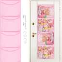 Over The Door Stuffed Animal Storage, Cotton Toy Organizer for Storage Plush Toys,Baby Supplies, Stuffed Animal Holder with 4 Large Pockets, Hanging Door Organizer for Nursery, Bedroom, Kids Room (Normal, Beige)