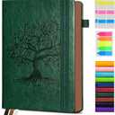 Vintage Leather Journal - 300 Page Lined Journal Notebook with Numbered Pages,A5 Notebook for Women Men,Travel Diary,Daily Journal for Writing, Note Taking, School & Work (5.8" x 8.3") (Green)