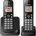 Panasonic Cordless Phone 2 Handsets System Expandable with Amber Backlit Display – KXTGC352B (Black)