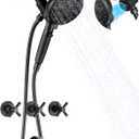 LIWEIKE Matte Black 3 Handle Tub Shower Faucet, 3 Knob Shower Tub Faucet Set with with 10 Setting with Magnetic Handheld Head Three Handle Tub and Shower Faucet Set