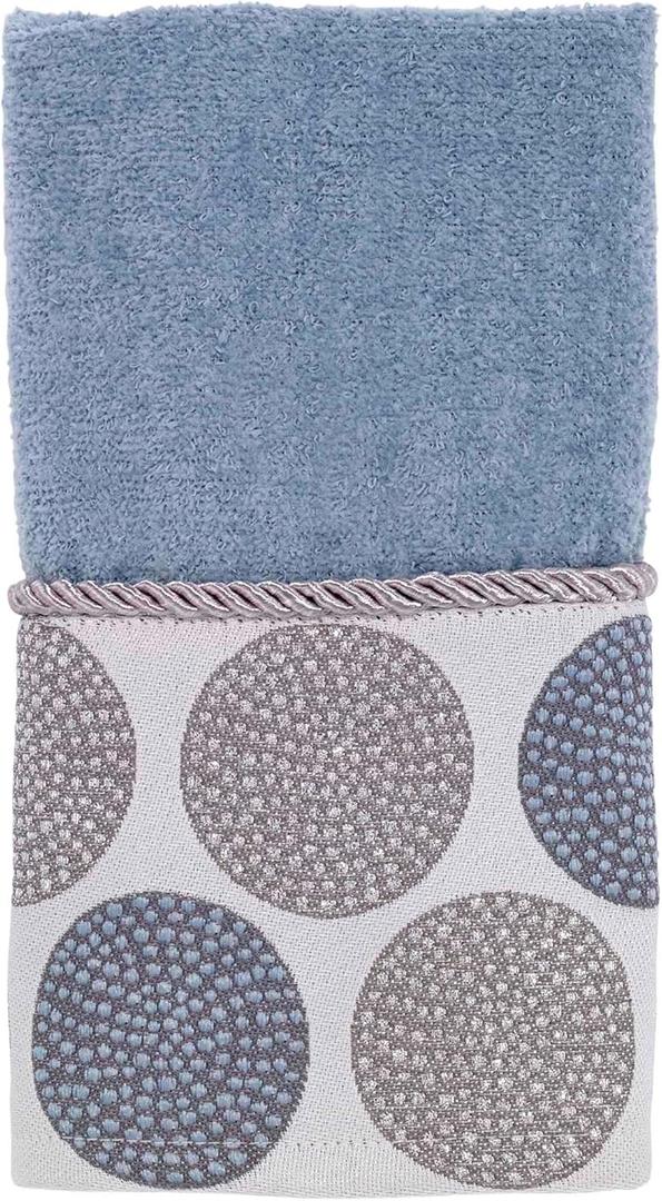 Avanti Linens - Fingertip Towel, Soft & Absorbent Cotton Towel (Dotted Circles Collection, Mineral)
