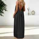 Backless Cami Dress Backless Dress House Dress for Women Sleeveless Long Cami Lounge Dress Backless for Indoor Summer Wear (Black, Medium)