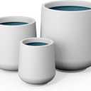 Kante 3-Pack 16.5" 13" 9.4" W Round White Concrete Planters, 16.5"+13"+9.4" Dia