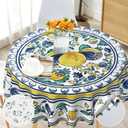 Round Tablecloth 70 inch, Floral Round Table Cloth, Stain Resistance, Water Repellent and Wrinkle-Free, Colorful Flower Circle Tablecloth for Home Kitchen Dining Party Patio Indoor and Outdoor Use