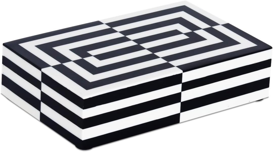 Handicrafts Home Black and White 3D Illusion Jewelry Storage Box – Geometric Decorative Organizer for Earrings, Necklaces & Keepsakes – Multipurpose Gift Box 8x5x2 Inches