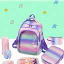 Cute Girls Backpacks with Lunch Box for Kids Candy Gradient Glitter Kawaii School Book Bag for Age 4-6 6-8 8-10 for Primary Kindergarten Elementary Pre School Aesthetic Lightweight Mochila Para Nias (Bubbles)