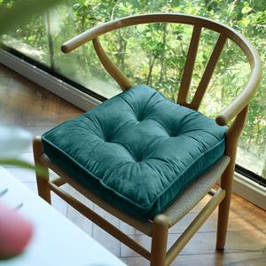 vctops Soft Velvet Chair Pads with Ties Comfy Solid Seat Cushion for Dining Chairs, Office Chairs, Hardwood Floors (Blue, 16"x16")