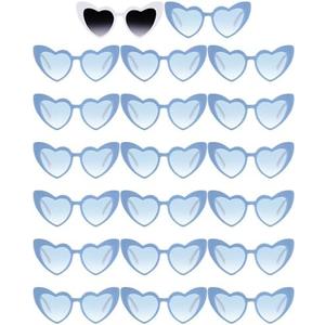 Flutesan 9 Pairs Retro Heart Sunglasses Vintage Cat Eye Heart Glasses Women Bachelorette Bride Sunglasses Bulk, Blue And White (1)