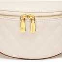 Eslcorri Small Crossbody Sling Bag for Women Trendy - Fanny Packs Leather Chest Belt Bum Bag Anti Theft Purse for Travel (090 Off White)