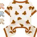Dog Pajamas Small Sized Dog Onesie Clothes Soft Stretchy Puppy Pajamas for Small Dogs Cats Girl Pet Costume Cute Bear Printed Pjs Outifts French Bulldog Chihuahua Doggie Clothing (Small(suggest length of back 7.1''), White)