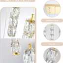 ykolupty Rectangle Crystal Pendant Lights LED Dimmable Pendant Ceiling Lighting Modern Linear Chandelier for Dining Room Hallway Gold