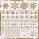 16 Pieces Christmas Snowflake Stencil Reusable Large Winter Stencils Plastic Holiday Crafts Stencils for Window Glass Wall Doormat Wood Decoration (16 Snowflakes)