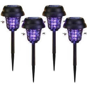 Solar Bug Zapper Outdoor Waterproof Mosquito Repellent Outdoor Patio Mosquito Trap & Killer for Moths, Gnats, Flies, Small Flying Insect, Solar Powered Fly Zapper for Backyard, Garden, Patio,4 Pack