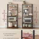 VASAGLE Bakers Rack with Power Outlet, 23.6 Inches Coffee Bar for Kitchen with Storage, 6-Tier Kitchen Shelves with 6 Hooks, Microwave Stand, Industrial, Rustic Brown and Ink Black UKKS124K03