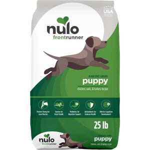 Nulo Frontrunner Ancient Grains High-Protein Puppy Food, Chicken, Oats, & Turkey Recipe- Natural Dry Puppy Food with Probiotics, Grain-Inclusive Kibble for Puppies, 25 lb Bag (25 Pound (Pack of 1))