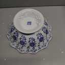 9.4in Blue and White Ceramic Fruit Bowl, Porcelain Decoration Bowl, Fruit Serving Plate, Storage Bowl, Decorative Pedestal Bowl for Table Countertop, Kitchen Island Centerpiece, Home Dining Décor