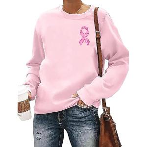 Tee Hunt Pink Ribbon Distressed Flag Hoodie Breast Cancer Awareness Sweatshirt, Size M