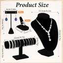 6 Pcs Velvet Jewelry Display Set- Velvet Necklace Bust Holder Mannequin Bust & T-Bar 2 T Shape Earing Stand 2 Ring Finger Jewelry Holder Bracelet Organizer