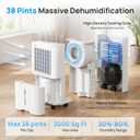 Uthfy 3000 Sq. Ft Dehumidifier for Basement, Max 38 Pint/Day Dehumidifier for Home with Drain Hose, 24H On/Off Timer, 3 Color Ambient Light, Child Lock,Auto Deforest, Quiet for Bedroom,Bathroom,Office