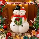 2 x Snowman Couple Figurines with Christmas Wreath, Resin Christmas Snowmen Decorations, Snowman Tabletop Home Decor Statue for Tabletop Ornaments