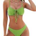 ZAFUL Women High Cut Bikini Sets String Sexy Swimsuit Two Piece Underwire Bathing Suit Brazilian Cheeky Cut Out Cute Swimwear (Medium, Grass Green)