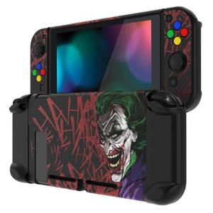 eXtremeRate PlayVital Back Cover for Nintendo Switch, NS Joycon Handheld Controller Protector Hard Shell, Dockable Protective Case with Colorful ABXY Direction Button Caps - Clown Hahaha