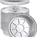 9'' Inch Round Tin Foil Pans Disposable Aluminum Pans with Clear Lids (30 Pack), Freezer & Oven Safe - For Baking, Cooking, Storage, Roasting, & Reheating, Recyclable, Pack of 30