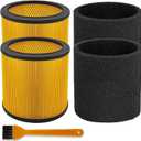 2 Pack Foam Replacement Filter Compatible with Vacmaster Shop Vac 5 to 20 Gallon, Vac Master VCFS Standard Disposal Cartridge Filters For Hart Wet/Dry Vacuums,with 2 foam sleeves