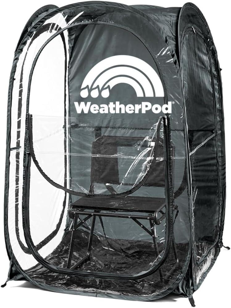 WeatherPod The Original Shark Tank MyPod 1-2 Person Pop-Up Pod - Stay Warm, Dry, and Out of The Sun - Weather Pod for Sports, Rain, or Wind (Large, Black)