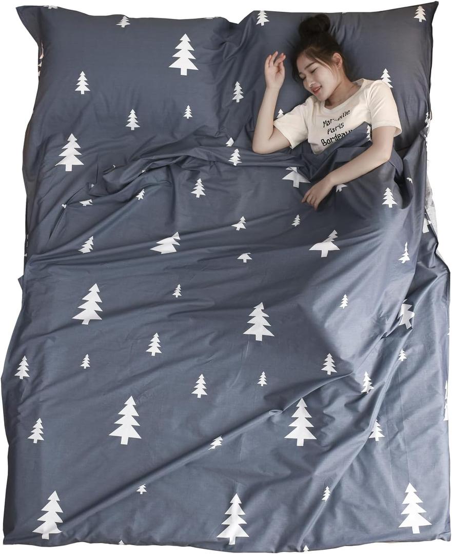 Azarxis Sleeping Bag Liner, Adult Sleep Sack Travel Sheets for Hotel Lightweight Portable Single & Double Camping Sheets for Backpacking (31.5 X 82.7, #02 Blue)