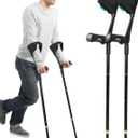 Forearm Crutches for Adults Have Elastic Crutches Padding for The Elbow+Hand Padding, Increases Walking Comfort (20.1*4.7*4.3IN, Black Double+Pads)