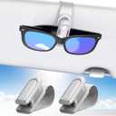 Veharvim Sunglass Holder for Car (2 Pack, One-Handed Operation, Gentle & Secure Hold, Silicone Padded, Universal Fits Sunglass and Car Visor) - Sunglasses Clip for Car Visor (Grey, 2 Pack)