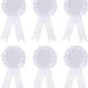PATIKIL Blank Award Ribbon, 6 Pcs Rosette Ribbon Honorable Prize Recognition Ribbon for DIY, Party, Wedding, Competition, Sport, White