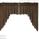VHC Brands, Black Check, Cotton, 36x36x16, Scalloped Swag, Set of 2, Black