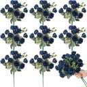 Zeyune 8 Pack 12 Inch Dark Blue Roses Artificial Flowers 80 Heads Artificial Rose Bouquet with Long Stem for Party Garden Centerpieces DIY Wedding Bouquets