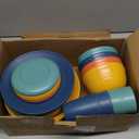 40-Piece Unbreakable Plastic Wheat Straw Dinnerware Set - Multi Color, 8-Person Dish Set for Dinner, Plates, Bowls, Cups & Appetizer Plates - Perfect for Outdoor Camping